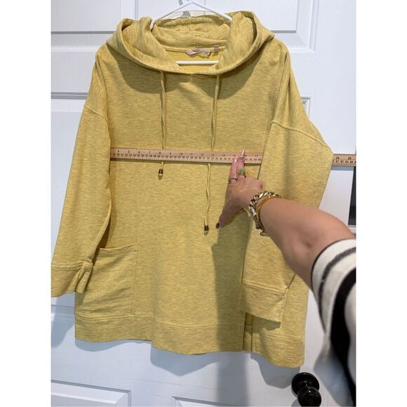 Soft Surroundings Heather Yellow The Soho Hoodie Tunic Sweatshirt Women's Large - Picture 9 of 14